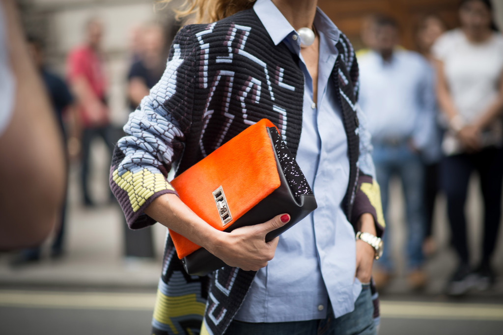 LONDON, ENGLAND - SEPTEMBER 14: A guest seen in the streets of London during London Fashion Week Spring Summer 2015 at on September 14, 2014 in London, England. (Photo by Timur Emek/Getty Images)